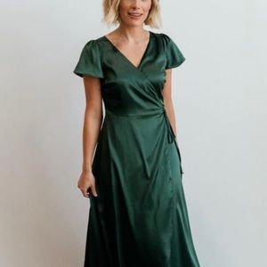 Baltic Born Krystal Satin Wrap Gown - Green